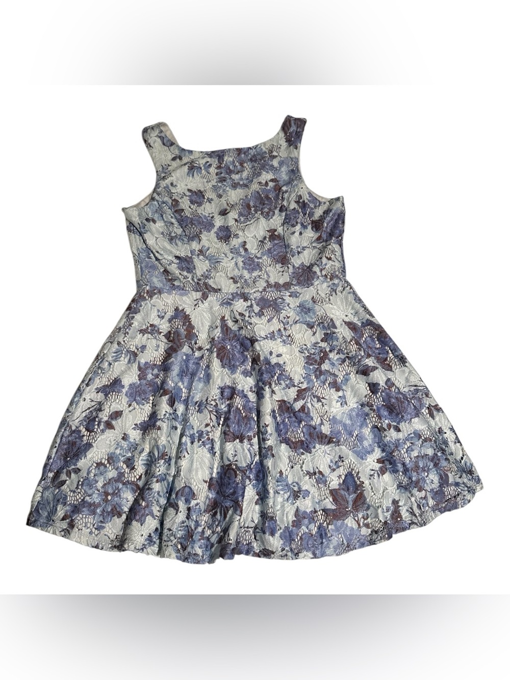 Speechless Dress Blue Flower Lace Fully Lined Size xl A-Line Exposed Zipper